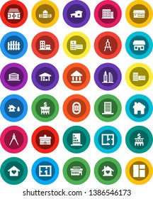 White Solid Icon Set- university vector, school building, drawing compass, bank, stadium, hospital, home, cottage, chalet, barn, fence, plan, apartments, office, love, store, mall, window