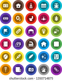 White Solid Icon Set- vacuum cleaner vector, fetlock, shining, toilet, cook press, book, pen, flag, receipt, calendar, cereals, oxygen, barcode, antenna, newspaper, forward button, thermometer, home