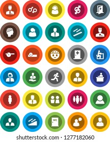 White Solid Icon Set- water closet vector, student, manager, man, stairways run, support, client, speaking, doctor, gender sign, eye hat, head bandage, medical room, consumer