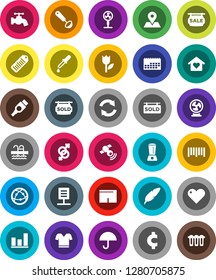 White Solid Icon Set- water tap vector, ladle, pen, graph, cent sign, shorts, t shirt, pool, map pin, calendar, umbrella, tulip, barcode, satellitie, internet, heart, hdmi, gender, dropper, refresh