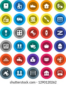 White Solid Icon Set- water tap vector, plates, sink, pan, cook timer, spatula, oven, student, bank, laptop graph, dollar cursor, gold ingot, measuring, punching bag, snickers, heart monitor, office