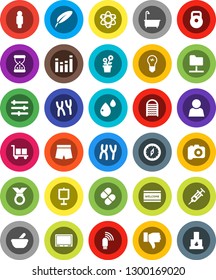 White Solid Icon Set- welcome mat vector, bath, washboard, pen, atom, compass, presentation, man, weight, shorts, medal, cargo, camera, equalizer, finger down, syringe, sand clock, pills, mortar, tv