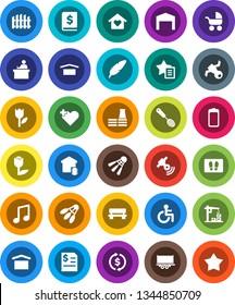 White Solid Icon Set- welcome mat vector, skimmer, pen, student, music, exchange, annual report, shuttlecock, satellite, truck trailer, dry cargo, tulip, satellitie, battery, disabled, heart cross