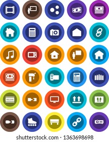 White Solid Icon Set- welcome mat vector, blackboard, calculator, music, cash, roller Skates, money, top sign, film frame, monitor, link, mail, share, home, bench, connection, water supply, fence