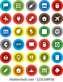 White Solid Icon Set- window cleaning vector, book, schedule, presentation, world, flag, leaf, cent sign, weight, skateboard, cereals, route, plane, calendar, tulip, forward button, rca, jack, menu