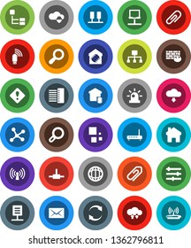 White Solid Icon Set- world vector, connect, network, server, notebook, cloud shield, exchange, equalizer, firewall, hub, usb modem, home, refresh, download, loading, mail, hierarchy, document