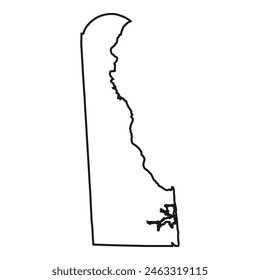 White solid outline of the state of Delaware