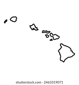 White solid outline of the state of Hawaii