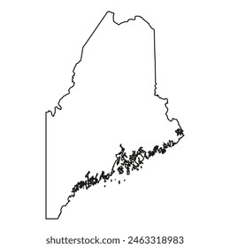 White solid outline of the state of Maine