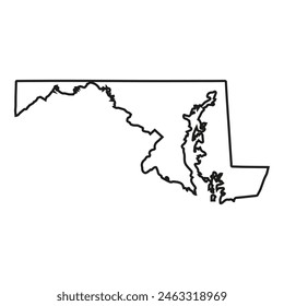 White solid outline of the state of Maryland