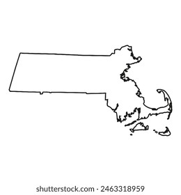 White solid outline of the state of Massachusetts