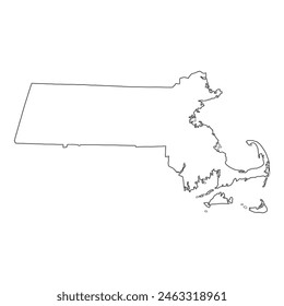 White solid outline of the state of Massachusetts