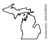 White solid outline of the state of Michigan