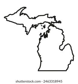 White solid outline of the state of Michigan