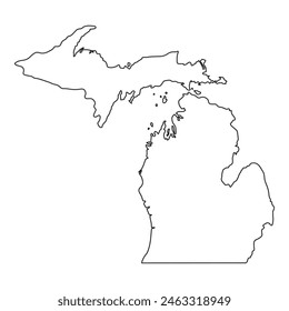 White solid outline of the state of Michigan