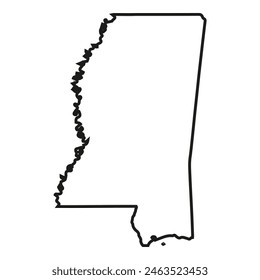 White solid outline of the state of Mississippi