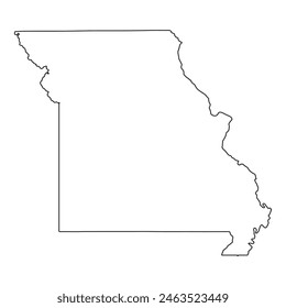 White solid outline of the state of Missouri