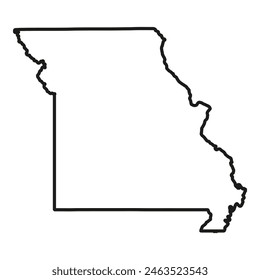 White solid outline of the state of Missouri