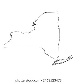 White solid outline of the state of New York