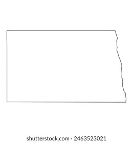 White solid outline of the state of North Dakota