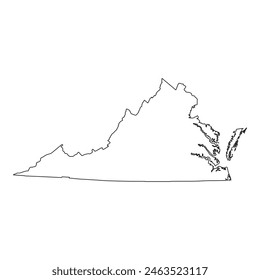 White solid outline of the state of Virginia