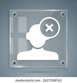 White Solution to the problem in psychology icon isolated on grey background. Therapy for mental health. Square glass panels. Vector