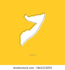White SOMALIA country map with black outline on yellow background. Simple geographic territory template concept. Vector ilustration easy to edit and customize. EPS10