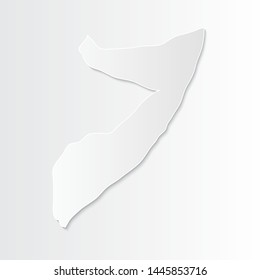 White Somalia map-countries. Vector paper map of Somalia on a gray background. Vector illustration.
