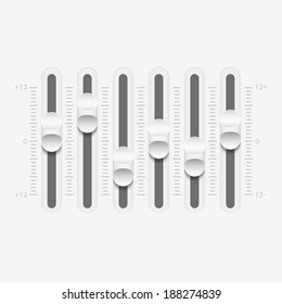 White Sound Mixer Console Panel, Vector Illustration