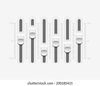 White Sound Mixer Console Panel, Vector Illustration