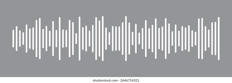  Vetor de ícone de onda de som branco no plano de fundo preto. Linha de voz da onda sonora do podcast. Ícone de player de música de gravação. Faixa de conversação móvel. Ondas de som para mensagem de voz. Ícone de onda de áudio.Ondas do equalizador. 