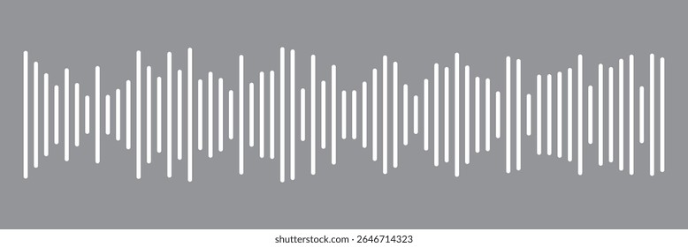  Vetor de ícone de onda de som branco no plano de fundo preto. Linha de voz da onda sonora do podcast. Ícone de player de música de gravação. Faixa de conversação móvel. Ondas de som para mensagem de voz. Ícone de onda de áudio.Ondas do equalizador. 
