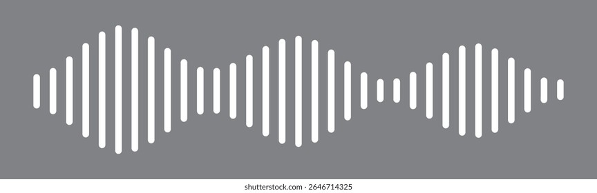  Vetor de ícone de onda de som branco no plano de fundo preto. Linha de voz da onda sonora do podcast. Ícone de player de música de gravação. Faixa de conversação móvel. Ondas de som para mensagem de voz. Ícone de onda de áudio.Ondas do equalizador. 