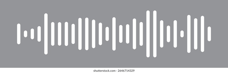  Vetor de ícone de onda de som branco no plano de fundo preto. Linha de voz da onda sonora do podcast. Ícone de player de música de gravação. Faixa de conversação móvel. Ondas de som para mensagem de voz. Ícone de onda de áudio.Ondas do equalizador. 