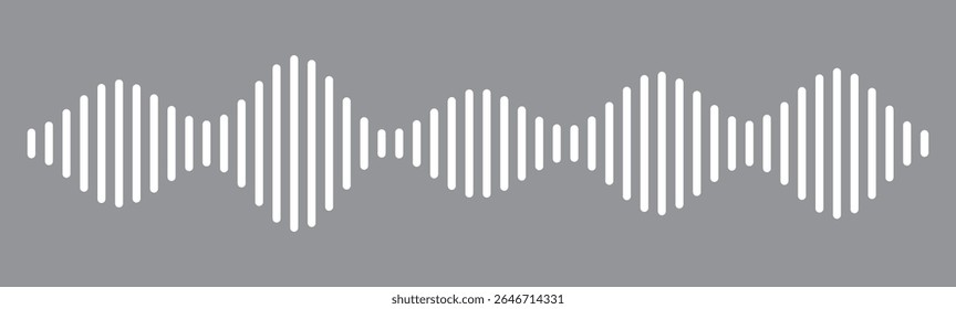  Vetor de ícone de onda de som branco no plano de fundo preto. Linha de voz da onda sonora do podcast. Ícone de player de música de gravação. Faixa de conversação móvel. Ondas de som para mensagem de voz. Ícone de onda de áudio.Ondas do equalizador. 
