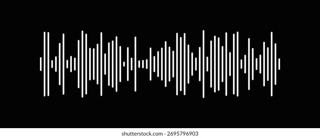 White sound wave visualization on a black background digital audio signal