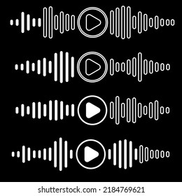 White sound waves set of the equalizer isolated on black background. Vector clipart Illustration.