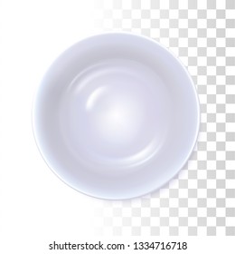 White Soup Dish On Transparent Background. Top View. Vector Photo Realistic Illustration