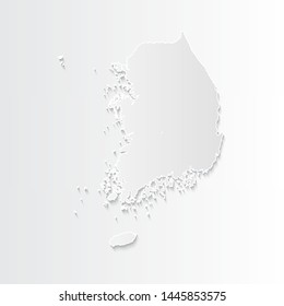 White South Korea map-countries. Vector paper map of South Korea on a gray background. Vector illustration.