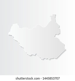 White South Sudan map-countries. Vector paper map of South Sudan on a gray background. Vector illustration.