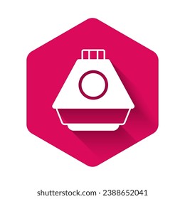 White Space capsule icon isolated with long shadow background. Pink hexagon button. Vector
