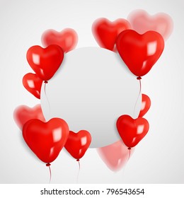 White space circle board paper with 3D heart balloon, valentine’s day. Vector illustrator