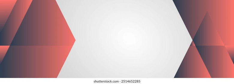 Un espacio blanco con un fondo geométrico rojo y gris. Formas triangulares.