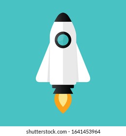 White space ship rocket with blue background. Illustration Vector