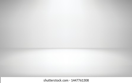 White space studio background with spotlight gradient for premium, luxury product display. Vector white clean light room with empty floor backdrop. empty background vector 3d rendering in grey studio