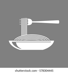 White spaghetti vector icon on grey background