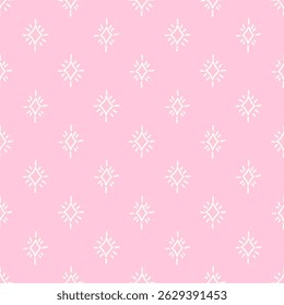 White spark elements arranged on a pink pastel background. This seamless pattern exudes cuteness and charm with its soft colors. Perfect for girls’ products, baby clothes, and happy designs.