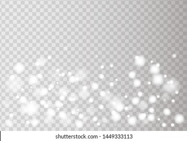 White spark glitter with glow light effect. Sparkles on transparent background vector illustration.