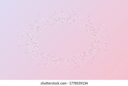 White Sparkle Bridal Pink Background. Isolated Circle Texture. Silver Round Effect Card. Confetti Holiday Postcard.