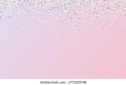 White Sparkle Falling Pink Background. Luxury Round Invitation. Silver Dust Golden Backdrop. Sequin Happy Illustration.